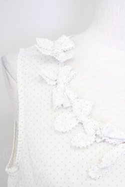 画像3: PINK HOUSE / 襟ぐりリボン水玉ノースリーブワンピース  ホワイト×ベージュ T-25-09-26-005-LO-OP-SA-ZT