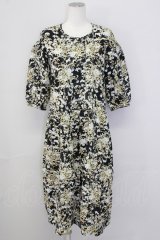 PINK HOUSE / 勿忘草ピンタック五分袖ワンピース  ブラック T-25-09-26-007-LO-OP-SA-ZT443