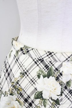 画像3: INGEBORG / モノトーンチェック&フラワーゴムスカート  ホワイト T-25-09-26-013-LO-SK-SA-ZT442