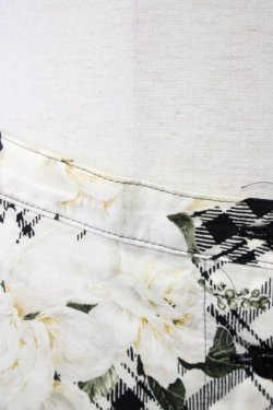 画像4: INGEBORG / モノトーンチェック&フラワーゴムスカート  ホワイト T-25-09-26-013-LO-SK-SA-ZT442