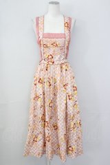 PINK HOUSE / うさぎチェック柄エプロン風ジャンパースカート  ピンク T-25-09-26-002-LO-OP-SA-ZT324