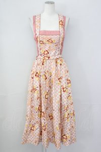 PINK HOUSE / うさぎチェック柄エプロン風ジャンパースカート  ピンク T-25-09-26-002-LO-OP-SA-ZT324