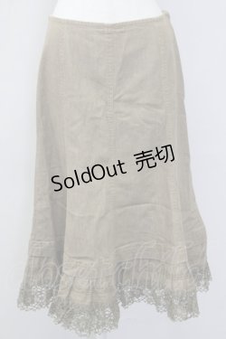 画像1: PINK HOUSE / 裾レーススカート L ブラウン T-25-09-26-015-LO-SK-SA-ZT442