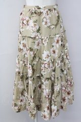 INGEBORG / ゆり柄スカート LL ベージュ T-25-09-26-016-LO-SK-SA-ZT442