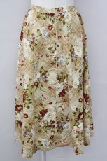 画像1: 【SALE】INGEBORG / ブーケ&チェックレース前開きスカート L ブラウン T-25-09-26-017-LO-SK-SA-ZT442 (1)