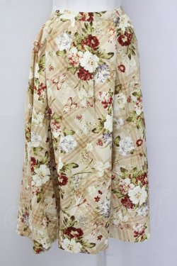 画像2: INGEBORG / ブーケ&チェックレース前開きスカート L ブラウン T-25-09-26-017-LO-SK-SA-ZT