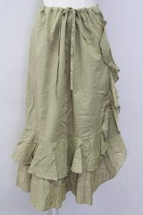 INGEBORG / ドット柄裾フリル紐引きスカート M カーキ T-25-09-26-018-LO-SK-SA-ZT442