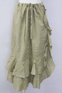 INGEBORG / ドット柄裾フリル紐引きスカート M カーキ T-25-09-26-018-LO-SK-SA-ZT442