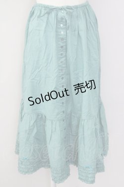 画像1: PINK HOUSE / 前開き裾フリルリボンピンタックスカート  グリーン T-25-09-26-019-LO-SK-SA-ZT