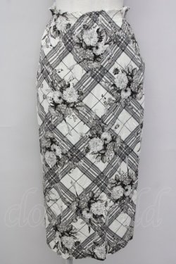 画像1: INGEBORG / フラワー&チェック前開きスカート L ホワイト T-25-09-26-024-LO-SK-SA-ZT