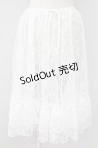 axes femme kawaii / レースドロストオーバースカート  白 T-25-09-27-024-AX-SK-SA-ZI