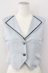 axes femme / クラシックショートベスト  サックス T-25-09-27-003-AX-TO-SA-ZI