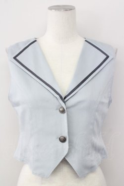 画像1: axes femme / クラシックショートベスト  サックス T-25-09-27-003-AX-TO-SA-ZT
