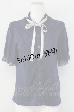 画像1: axes femme / ブラウス風カットソー  ネイビー T-25-09-27-006-AX-TO-SA-ZI