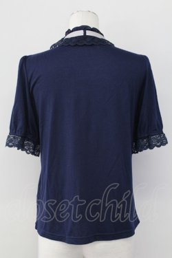 画像2: axes femme / ブラウス風カットソー  ネイビー T-25-09-27-006-AX-TO-SA-ZT