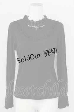 画像1: axes femme / 袖モチーフレースリブプルオーバー  黒 T-25-09-27-007-AX-TO-SA-ZI