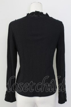 画像2: axes femme / 袖モチーフレースリブプルオーバー  黒 T-25-09-27-007-AX-TO-SA-ZT
