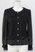axes femme POETIQUE /  レースカラーブラウスプルオーバー  黒 T-25-09-27-008-AX-TO-SA-ZT
