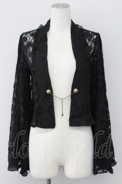 画像1: axes femme / チェーン付き総レースボレロ  黒 T-25-09-27-010-AX-TO-SA-ZT