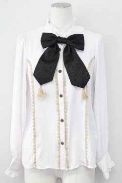 画像1: axes femme kawaii / クラシカルリボンブラウス  白Ｘ黒 T-25-09-27-002-AX-BL-SA-ZT