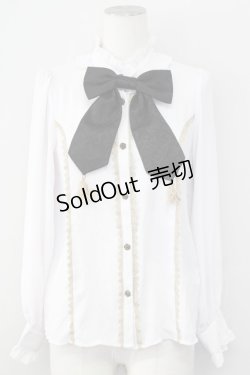 画像1: axes femme kawaii / クラシカルリボンブラウス  白Ｘ黒 T-25-09-27-002-AX-BL-SA-ZI