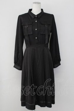 画像1: axes femme / カーゴポケットミリタリーワンピース  黒 T-25-09-27-012-AX-OP-SA-ZT