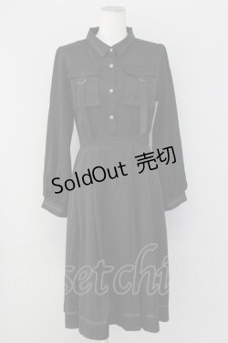 画像1: axes femme / カーゴポケットミリタリーワンピース  黒 T-25-09-27-012-AX-OP-SA-ZI