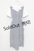 axes femme / 夜空刺繍襟ドッキングワンピース  ネイビー T-25-09-27-014-AX-OP-SA-ZI