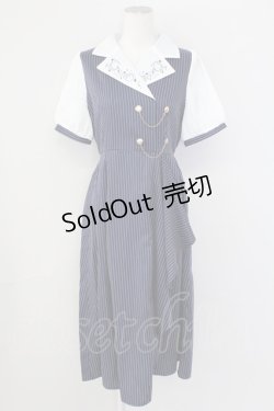 画像1: axes femme / 夜空刺繍襟ドッキングワンピース  ネイビー T-25-09-27-014-AX-OP-SA-ZI