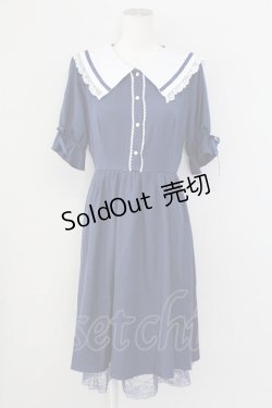 画像1: axes femme POETIQUE / フリルセーラーカラーワンピース  ネイビー T-25-09-27-016-AX-OP-SA-ZI