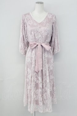 画像1: axes femme / ボリューム袖総レースワンピース  ピンク T-25-09-27-019-AX-OP-SA-ZT