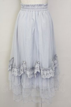 画像2: axes femme / ローズ付ドレープチュールスカート  サックス T-25-09-28-003-AX-SK-SA-ZT