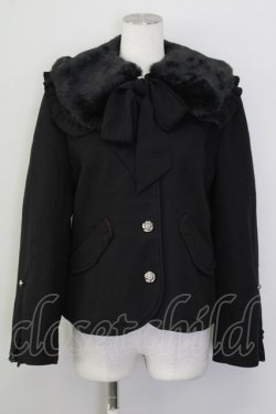画像1: axes femme / ファー襟付編上ショートコート  ブラック T-25-09-28-006-AX-CO-SA-ZT