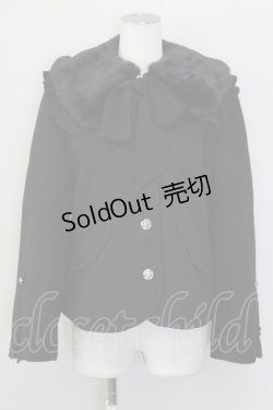 画像1: axes femme / ファー襟付編上ショートコート  ブラック T-25-09-28-006-AX-CO-SA-ZI