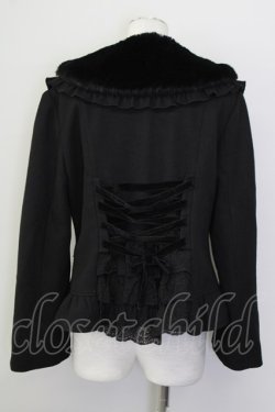 画像2: axes femme / ファー襟付編上ショートコート  ブラック T-25-09-28-006-AX-CO-SA-ZT