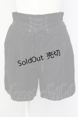 画像1: axes femme POETIQUE / フロント編み上げコーデュロイショートパンツ M 黒 T-25-09-28-007-AX-PA-SA-ZI