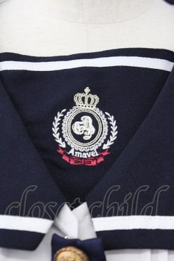 画像3: Amavel / セーラー襟半袖ブラウス  白Ｘネイビー T-25-09-28-001-CA-BL-SA-ZI