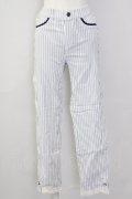 axes femme / 裾レースストレッチスキニー L 白Ｘ紺 T-25-09-28-010-AX-PA-SA-ZI