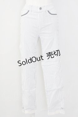 画像1: axes femme / 裾レースストレッチスキニー L 白Ｘ紺 T-25-09-28-010-AX-PA-SA-ZI