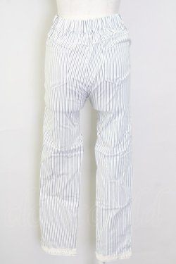 画像2: axes femme / 裾レースストレッチスキニー L 白Ｘ紺 T-25-09-28-010-AX-PA-SA-ZT