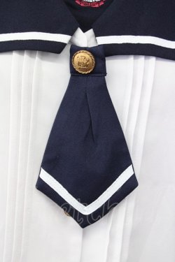 画像4: Amavel / セーラー襟半袖ブラウス  白Ｘネイビー T-25-09-28-001-CA-BL-SA-ZI