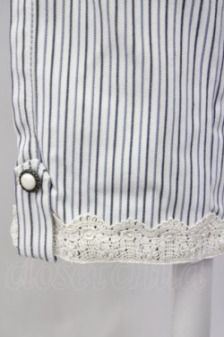 画像4: axes femme / 裾レースストレッチスキニー L 白Ｘ紺 T-25-09-28-010-AX-PA-SA-ZT