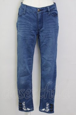 画像1: axes femme / ねこ刺繍デニムパギンス  青デニム T-25-09-28-011-AX-PA-SA-ZT
