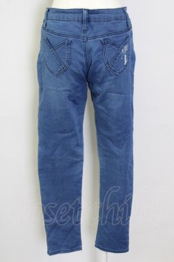 画像2: axes femme / ねこ刺繍デニムパギンス  青デニム T-25-09-28-011-AX-PA-SA-ZT