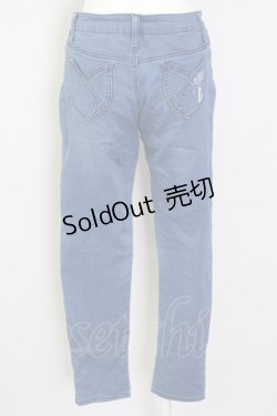 画像2: axes femme / ねこ刺繍デニムパギンス  青デニム T-25-09-28-011-AX-PA-SA-ZI