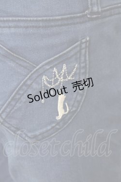 画像3: axes femme / ねこ刺繍デニムパギンス  青デニム T-25-09-28-011-AX-PA-SA-ZI