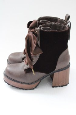 画像2: axes femme POETIQUE / レースアップミドルブーツ M ブラウン T-25-09-28-019-AX-SH-SA-ZT