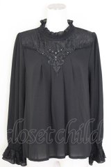 axes femme / バックシャンブラウスプルオーバー  黒 T-25-10-01-019-AX-BL-HS-ZS