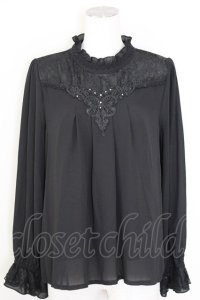 axes femme / バックシャンブラウスプルオーバー  黒 T-25-10-01-019-AX-BL-HS-ZS