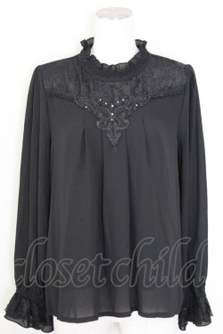 画像1: axes femme / バックシャンブラウスプルオーバー  黒 T-25-10-01-019-AX-BL-HS-ZT